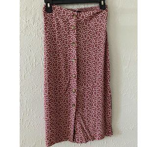 Express Polka Dot Button Up Midi Skirt